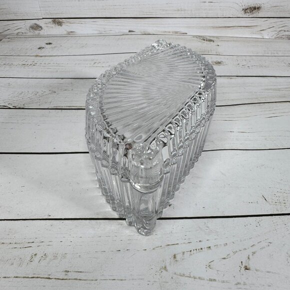 Mikasa Diamond Fire Crystal Glass Covered Trinket Box Leaf Shape WY247/930 - Picture 4 of 14